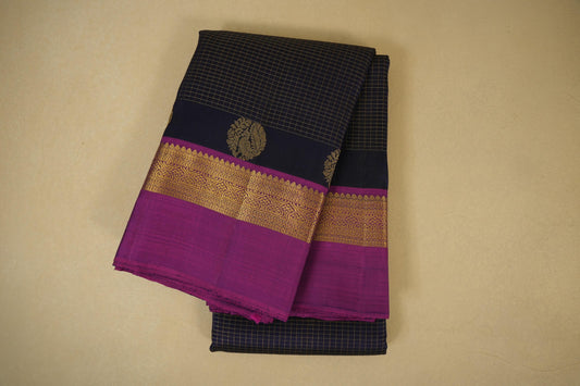 Dark Navy Blue Kanjivaram Silk Saree