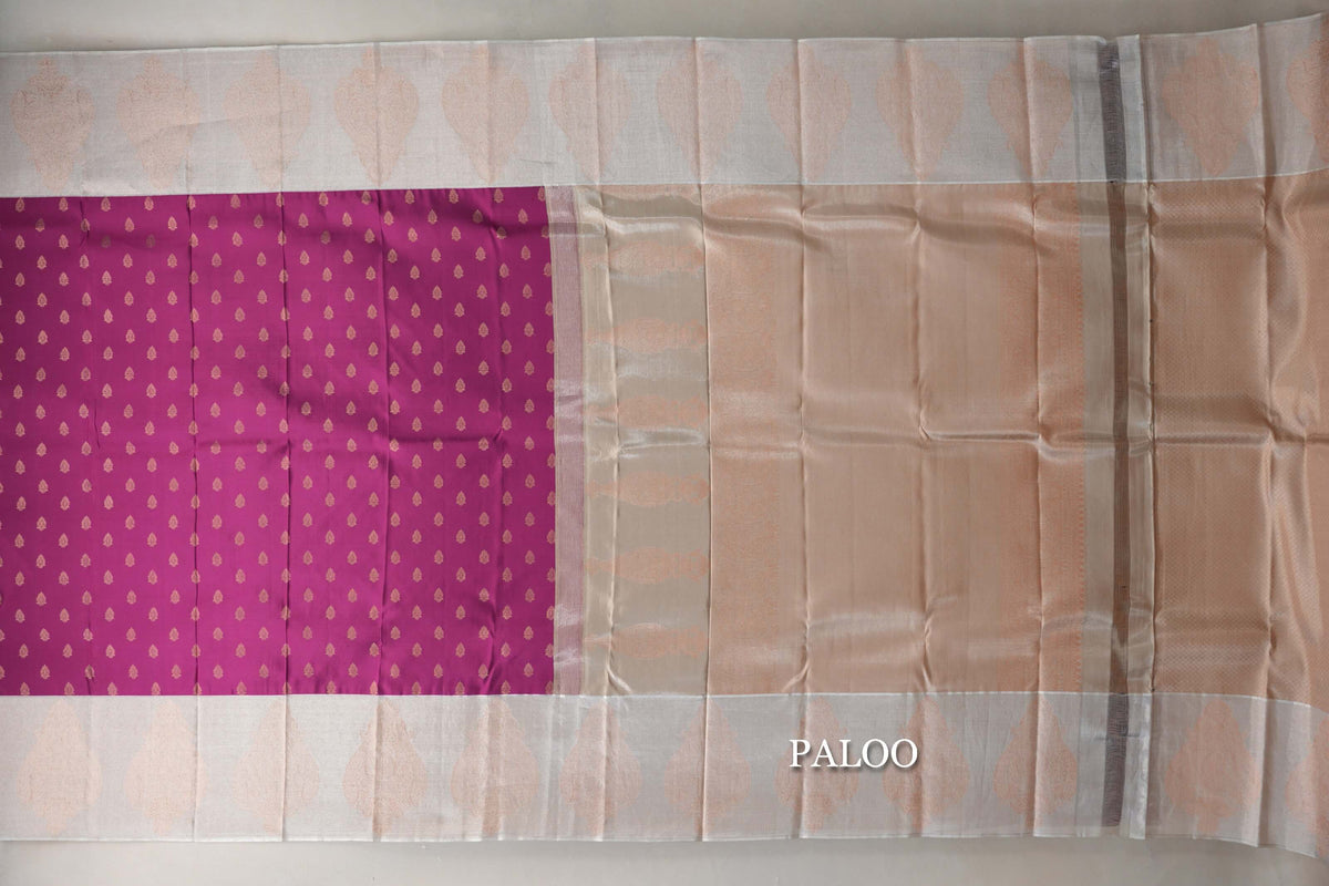 Magenta Kanjivaram Silk Saree paloo