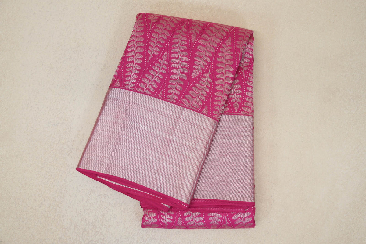 Bright Pink Kanjivaram Silk Saree by Tharakaram PSTK040171