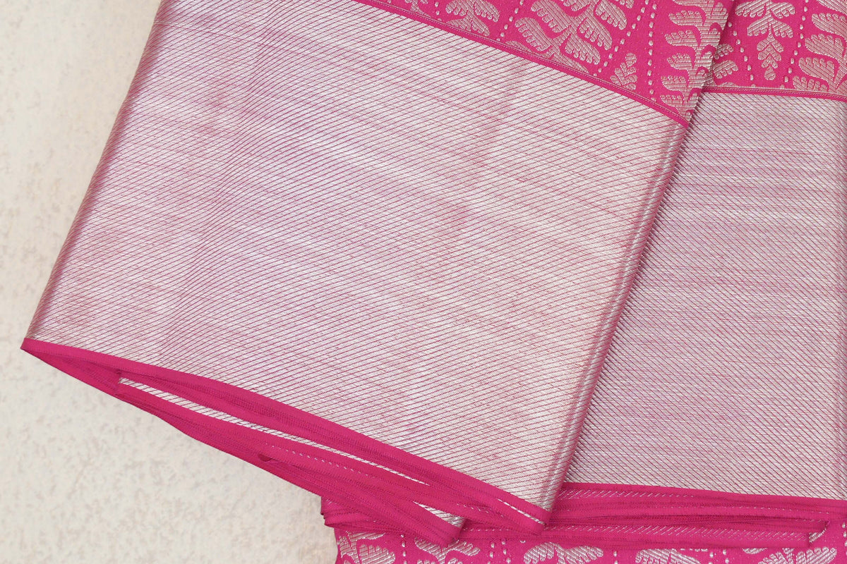 Bright Pink Kanjivaram Silk Saree by Tharakaram PSTK040171