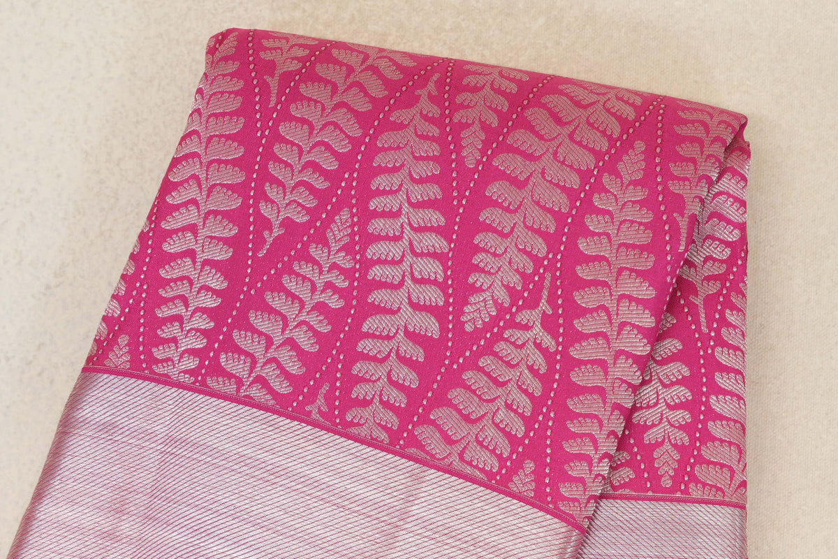 Bright Pink Kanjivaram Silk Saree by Tharakaram PSTK040171