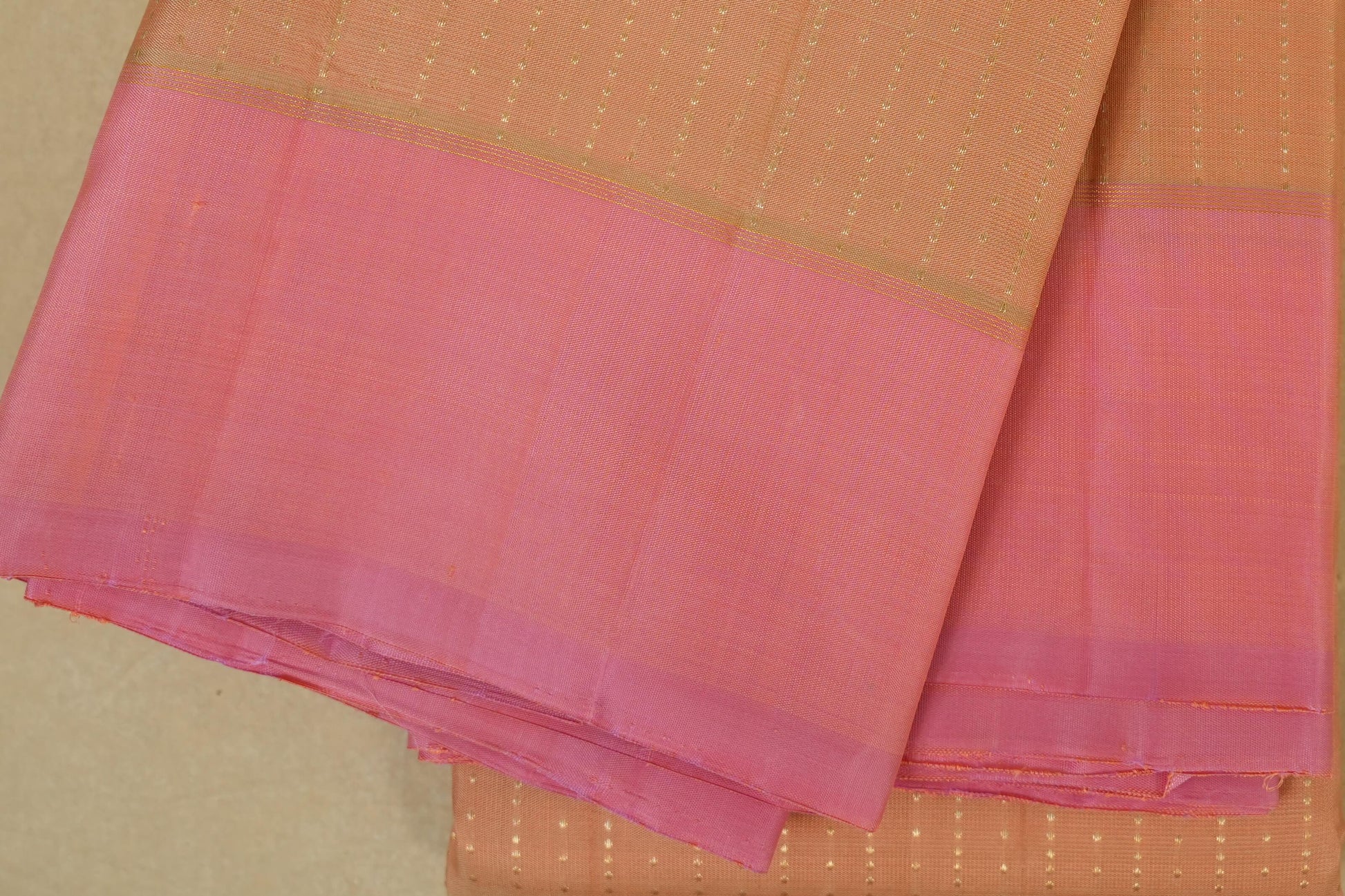 Peach Pink Kanjivaram Silk Saree border