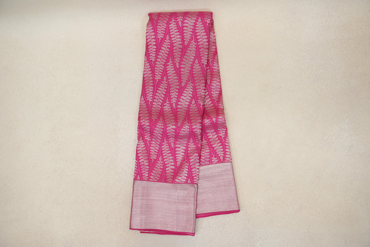 Bright Pink Kanjivaram Silk Saree by Tharakaram PSTK040171