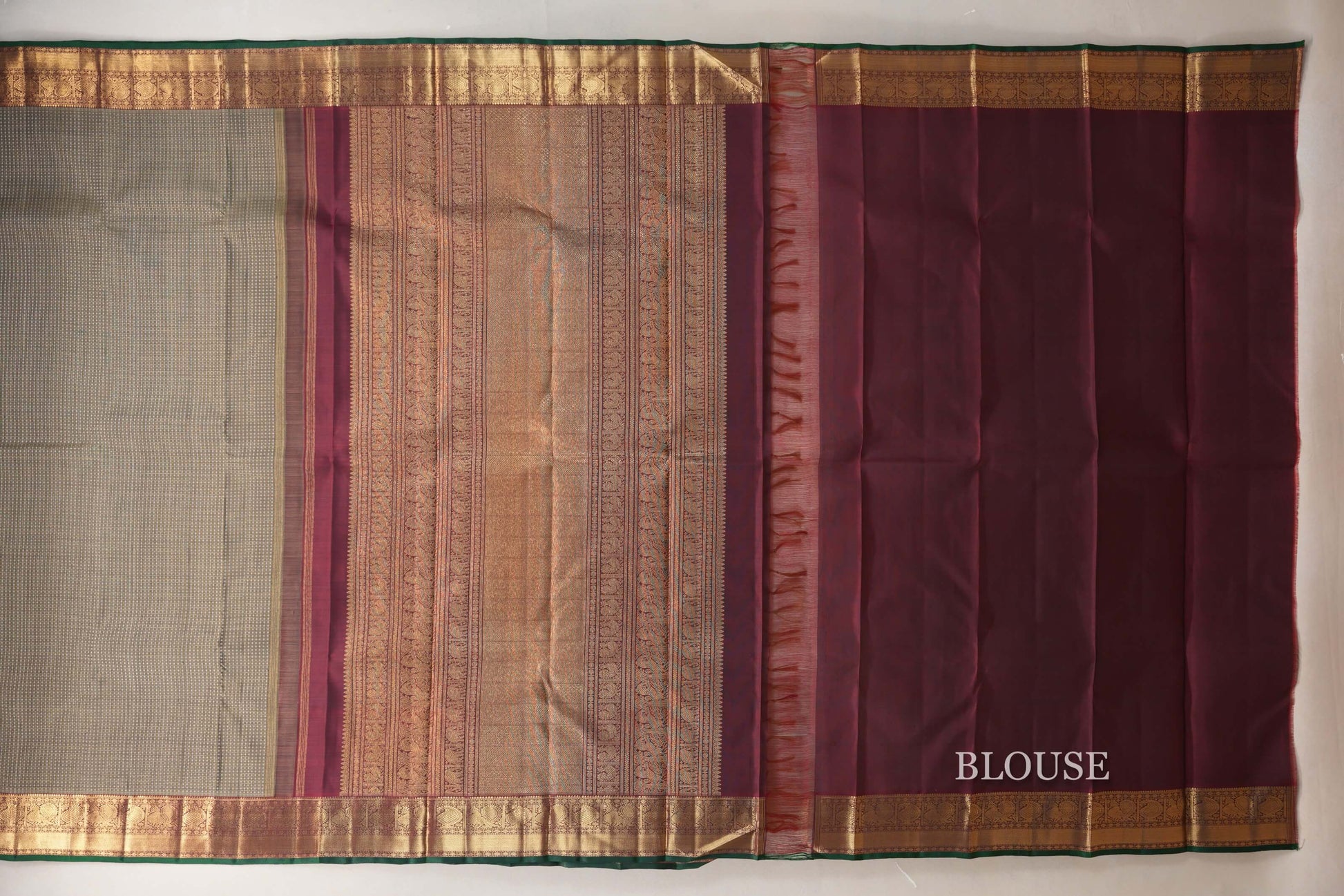 Sage Green Heirloom Kanjivaram Silk Saree  blouse