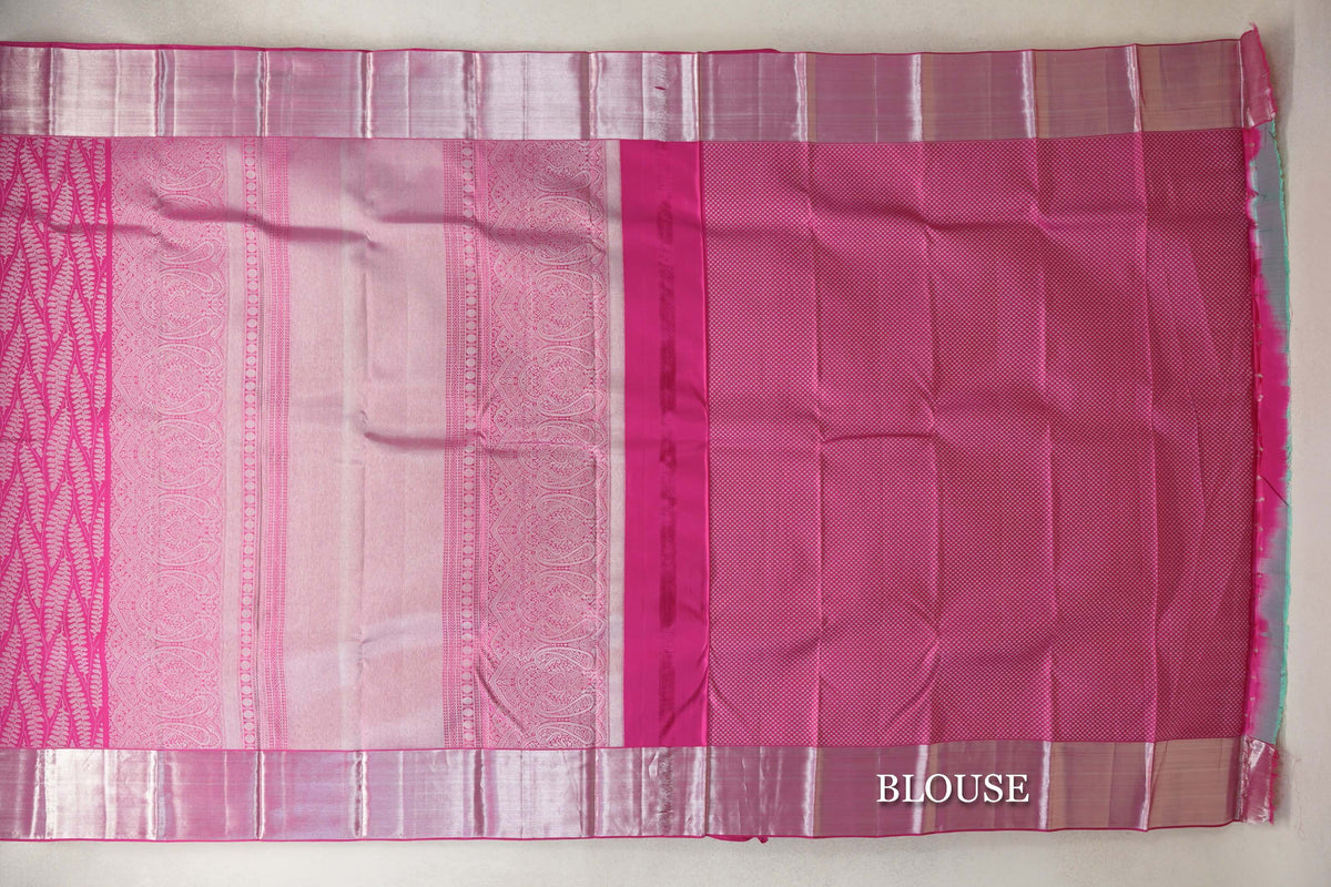 Bright Pink Kanjivaram Silk Saree by Tharakaram PSTK040171