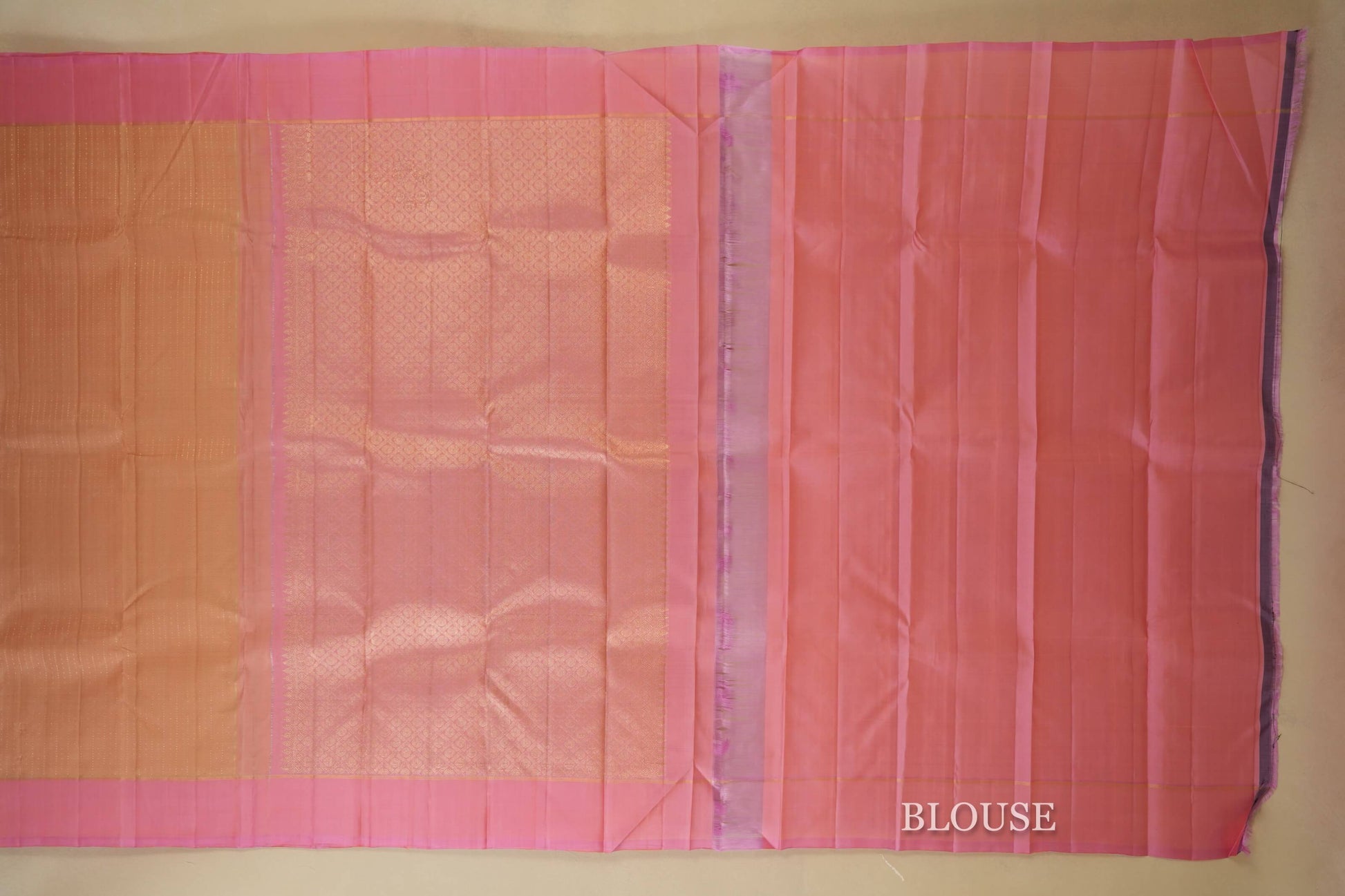 Peach Pink Kanjivaram Silk Saree blouse