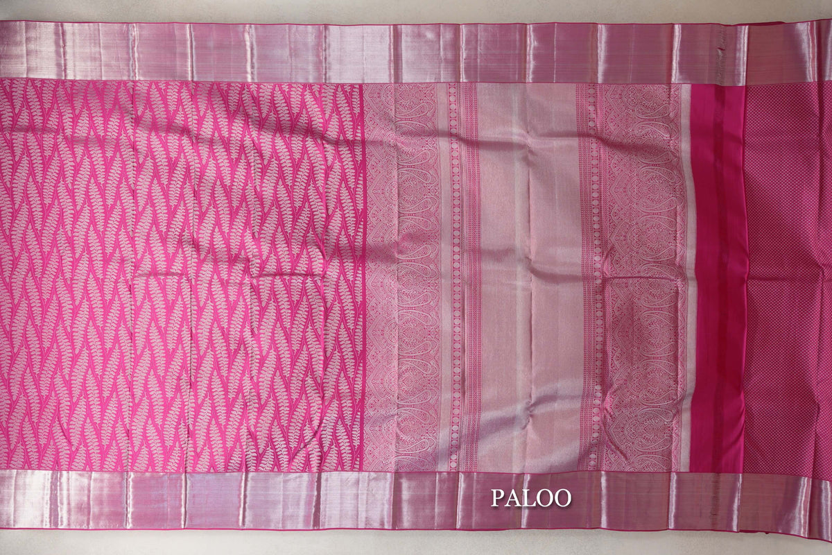 Bright Pink Kanjivaram Silk Saree by Tharakaram PSTK040171
