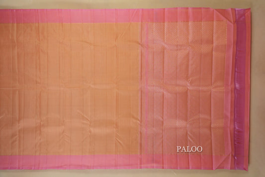 Peach Pink Kanjivaram Silk Saree paloo
