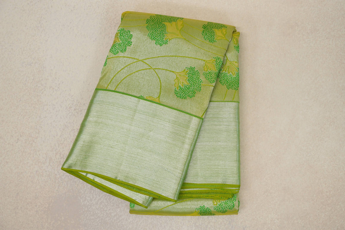 Yellowish Green Kanjivaram Silk Saree by Tharakaram PSTK040172