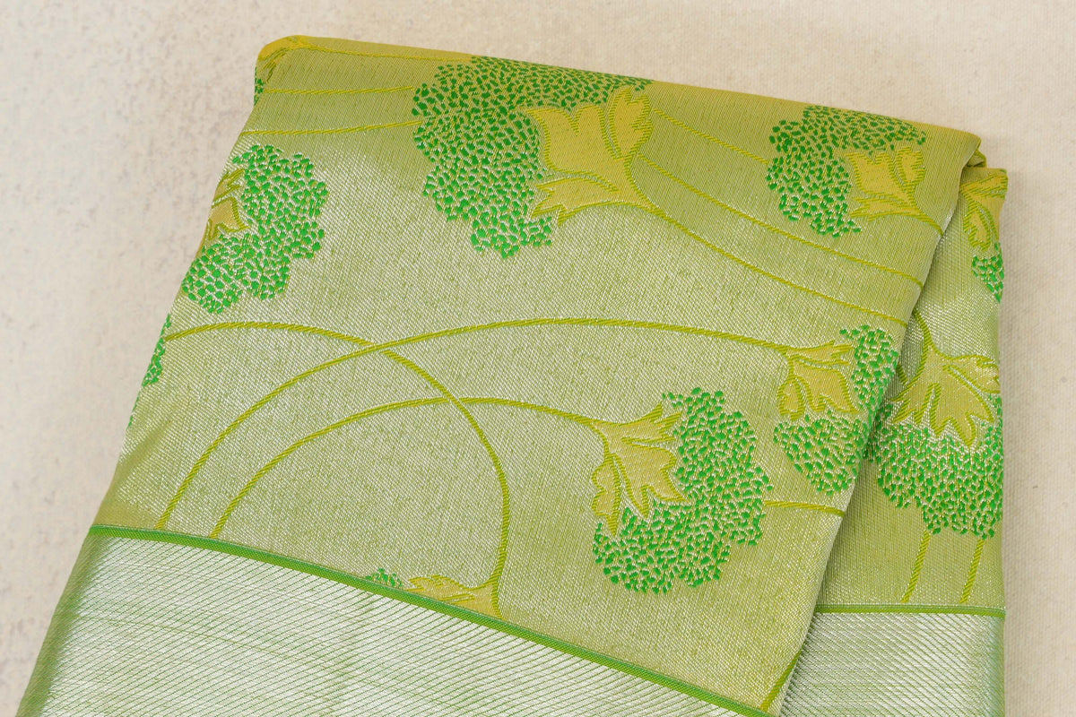Yellowish Green Kanjivaram Silk Saree by Tharakaram PSTK040172