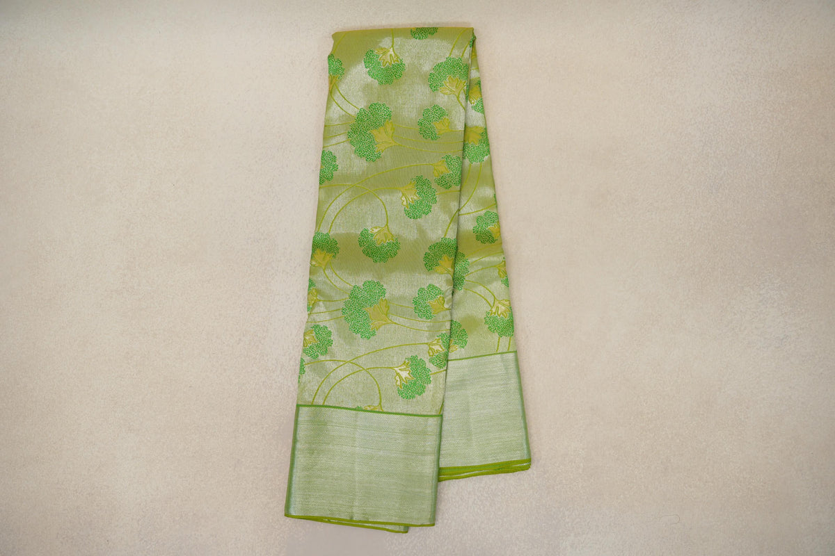 Yellowish Green Kanjivaram Silk Saree by Tharakaram PSTK040172