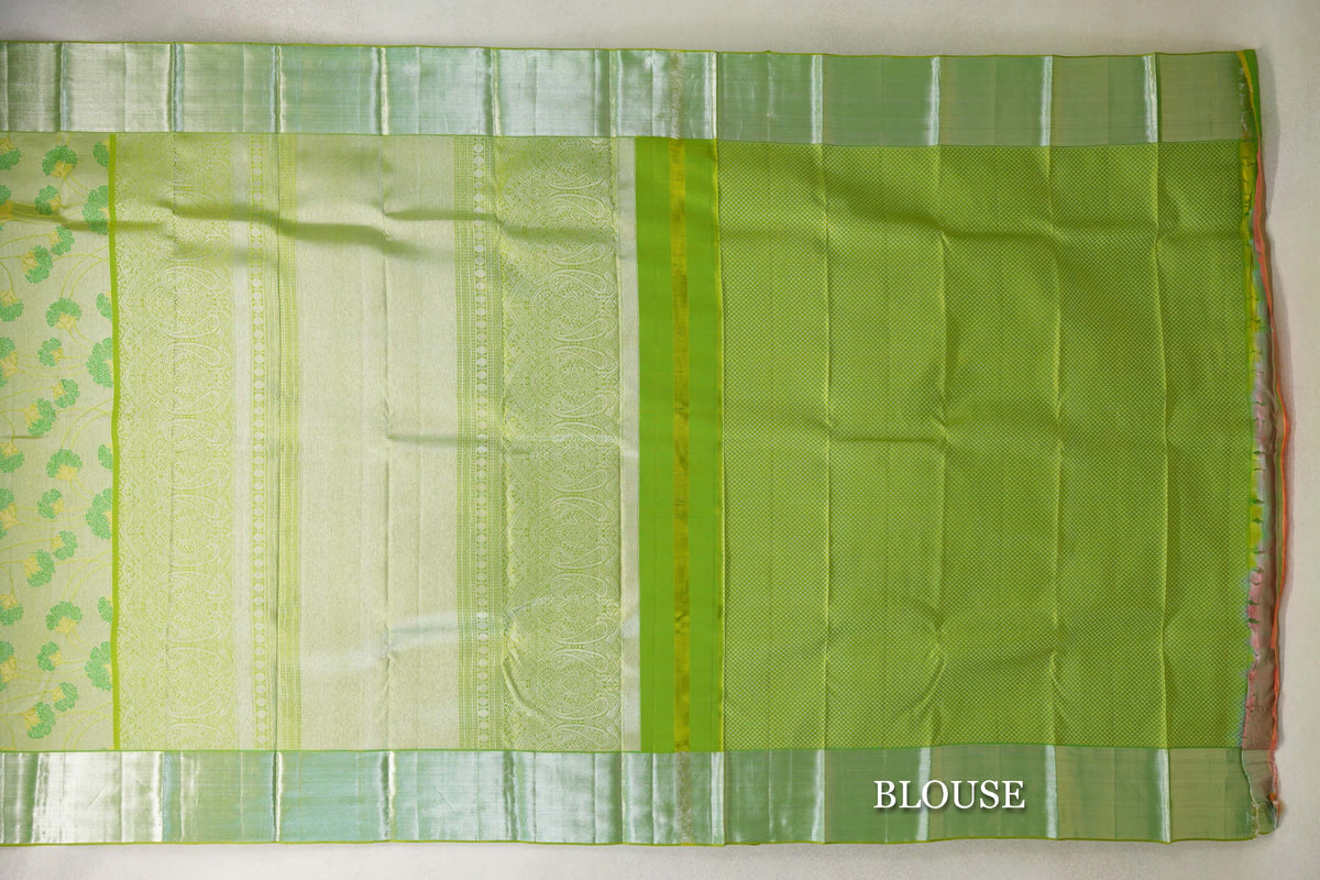 Yellowish Green Kanjivaram Silk Saree by Tharakaram PSTK040172