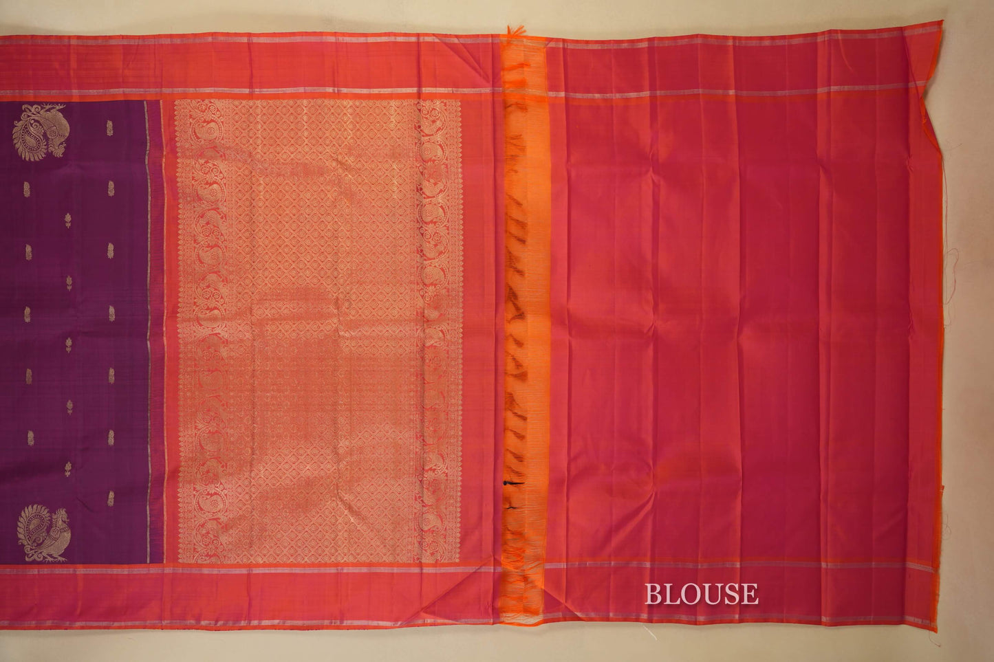 magenta kanchipuram silk saree blouse