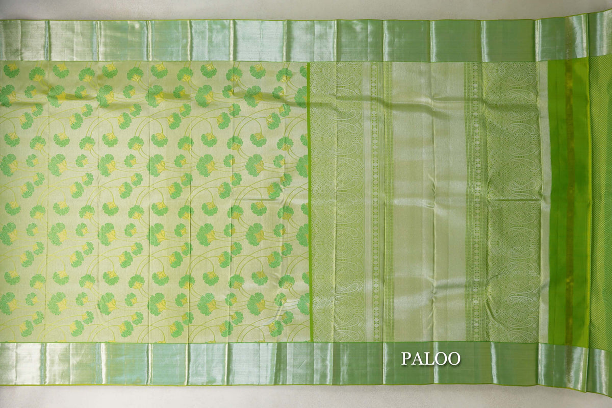 Yellowish Green Kanjivaram Silk Saree by Tharakaram PSTK040172