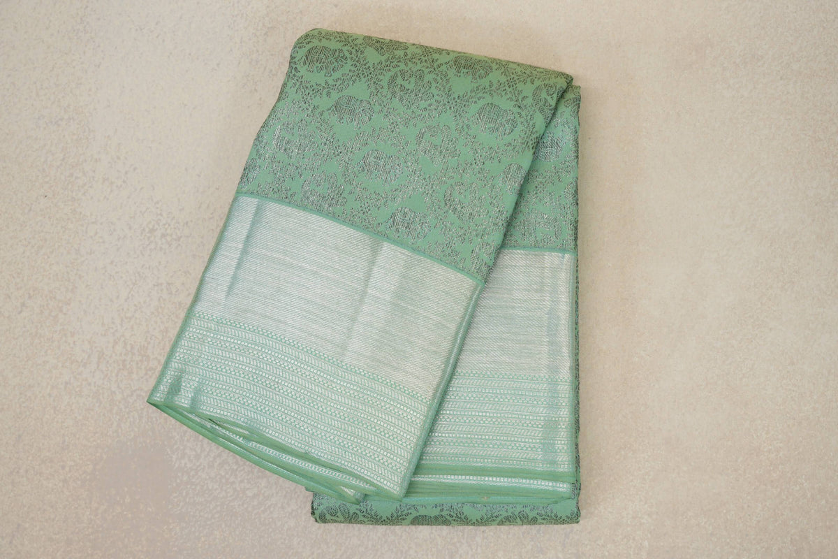 Mint Green Kanjivaram Silk Saree by Tharakaram PSTK040173