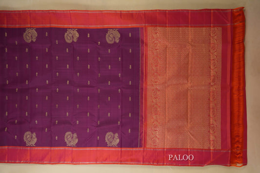 magenta kanchipuram silk saree paloo