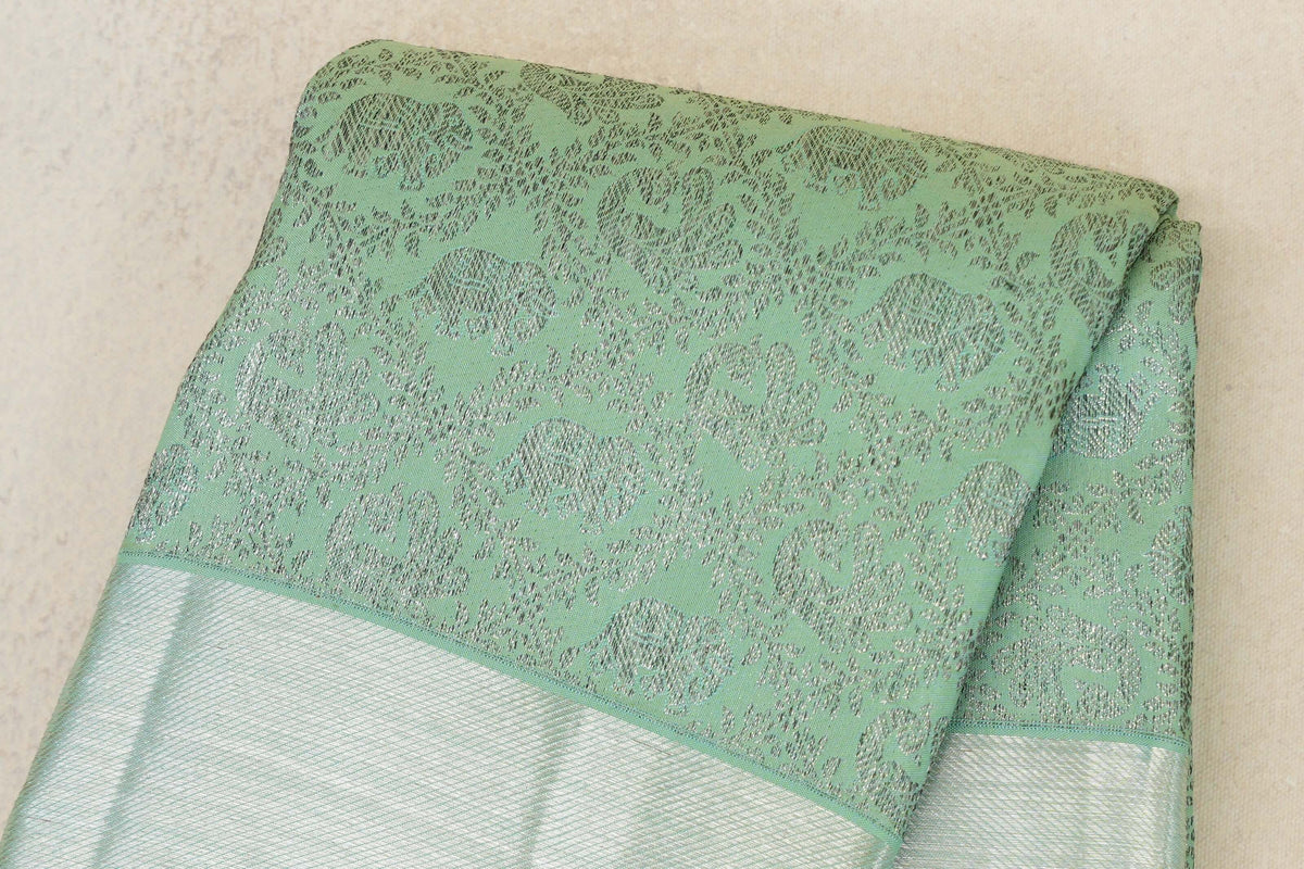 Mint Green Kanjivaram Silk Saree by Tharakaram PSTK040173