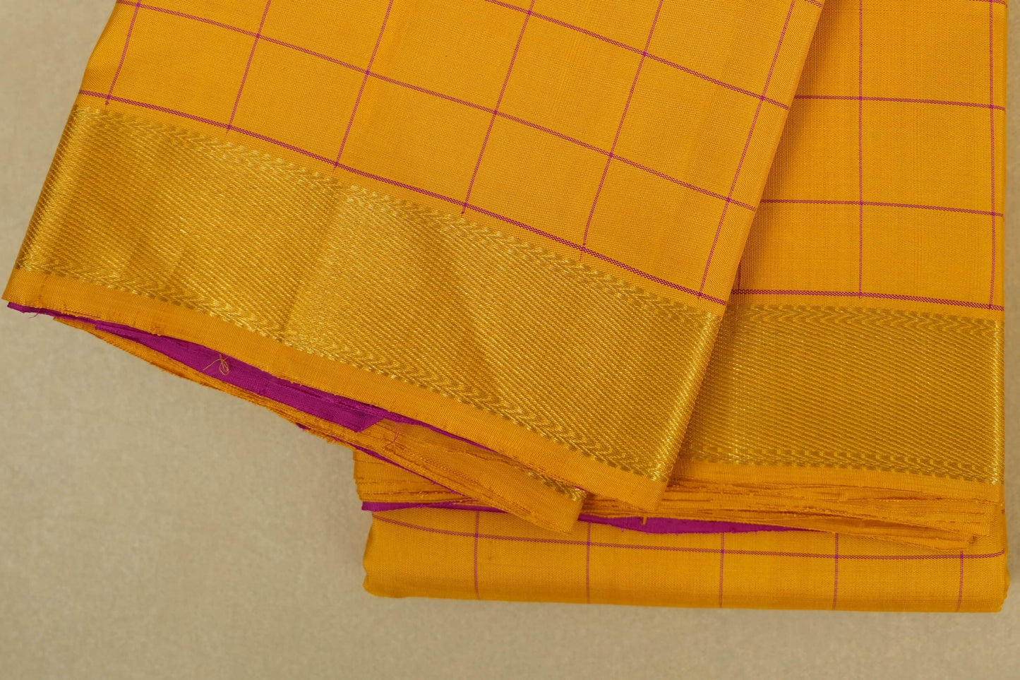 Mustard Kanchipuram Silk Saree  border