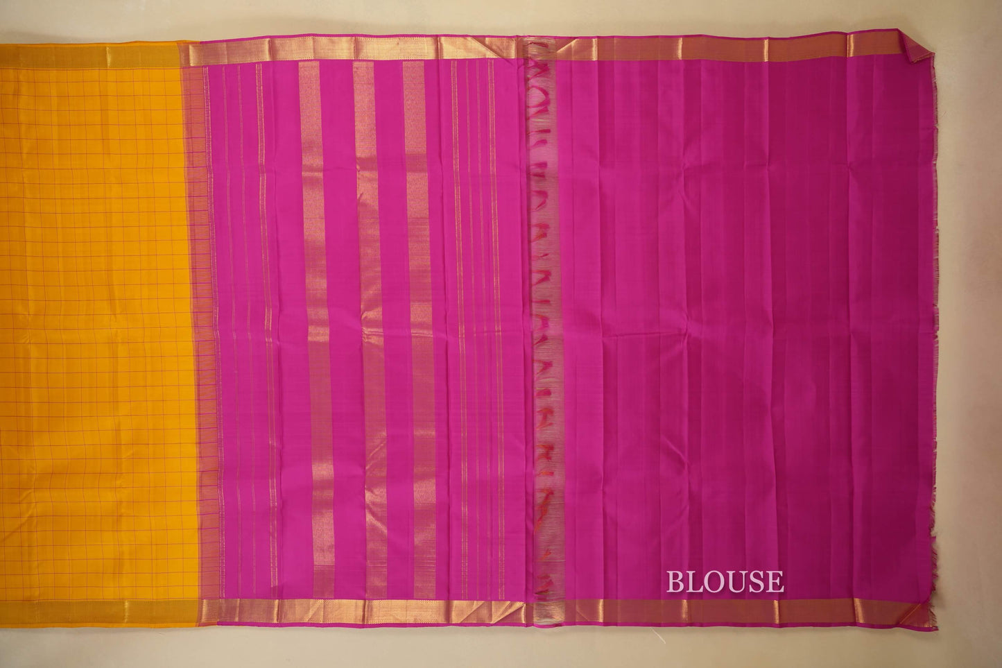 Mustard Kanjivaram Silk Saree blouse