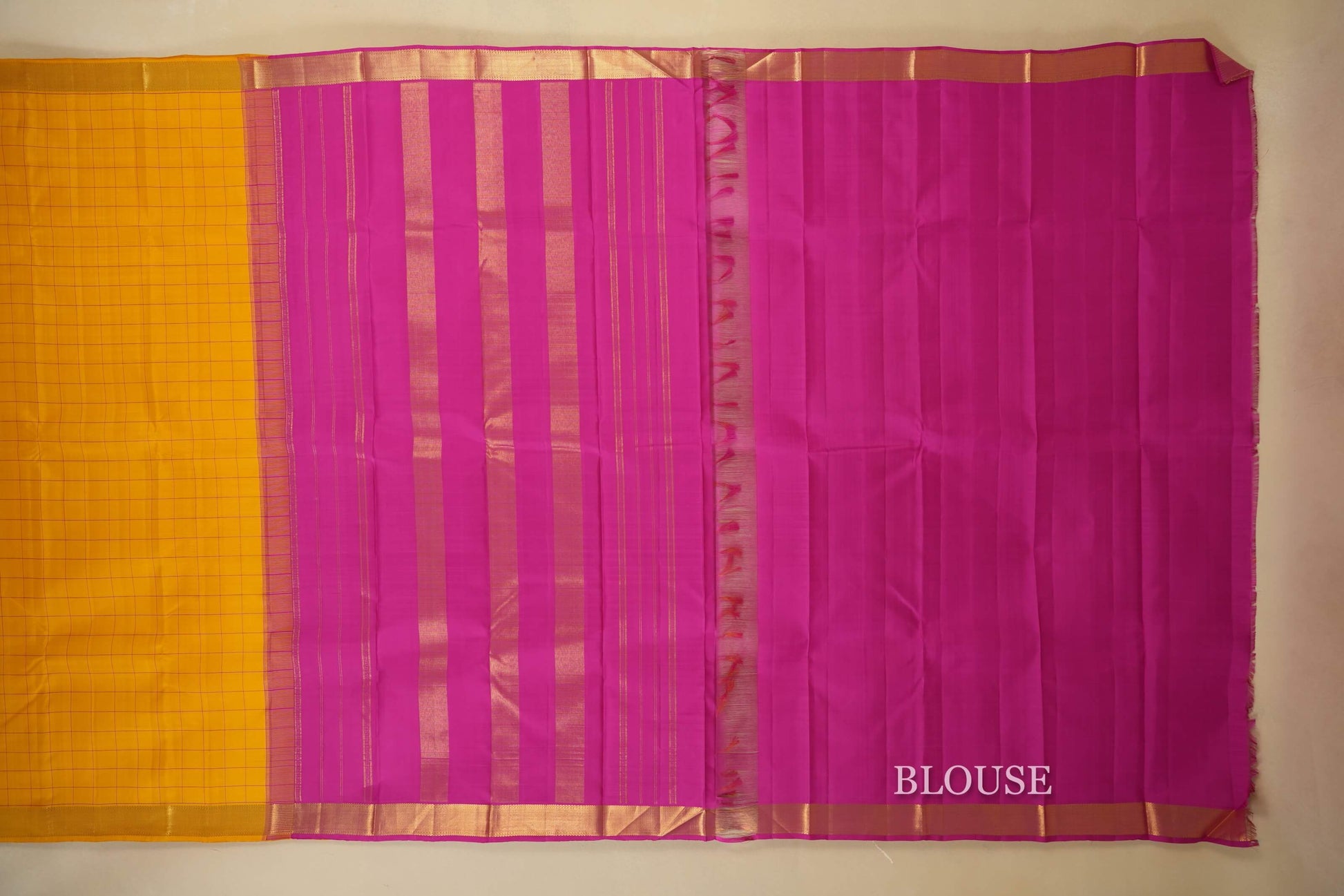 Mustard Kanjivaram Silk Saree blouse