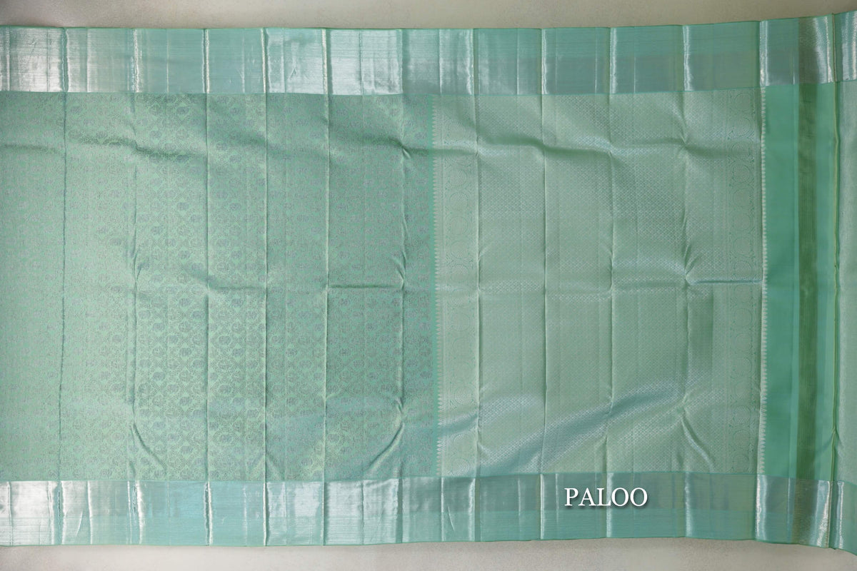Mint Green Kanjivaram Silk Saree by Tharakaram PSTK040173