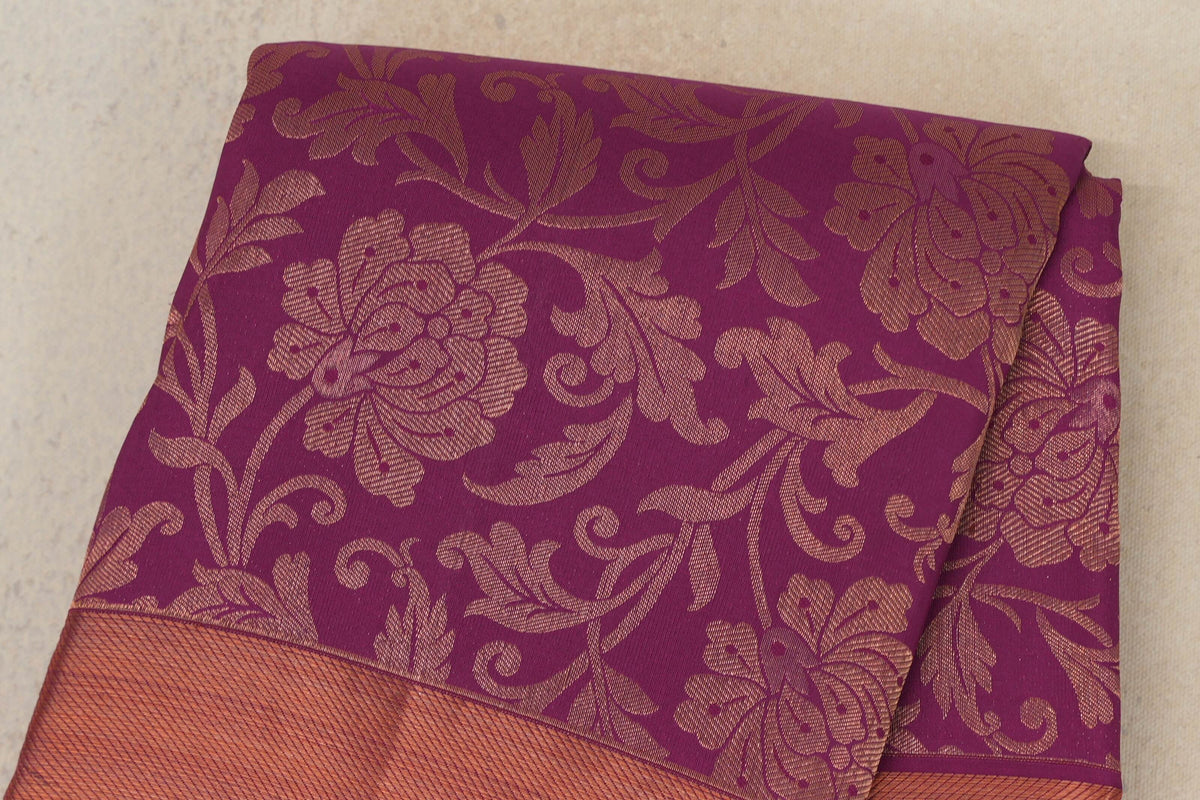 Deep Magenta Kanjivaram Silk Saree by Tharakaram PSTK040174