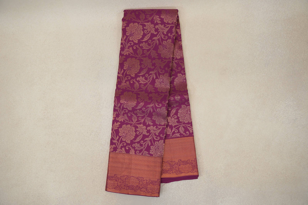 Deep Magenta Kanjivaram Silk Saree by Tharakaram PSTK040174
