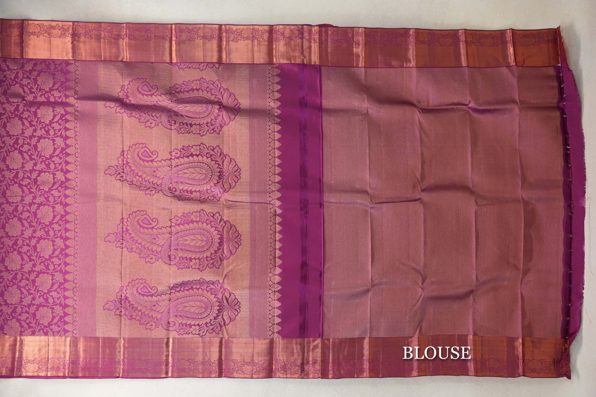 Deep Magenta Kanjivaram Silk Saree by Tharakaram PSTK040174