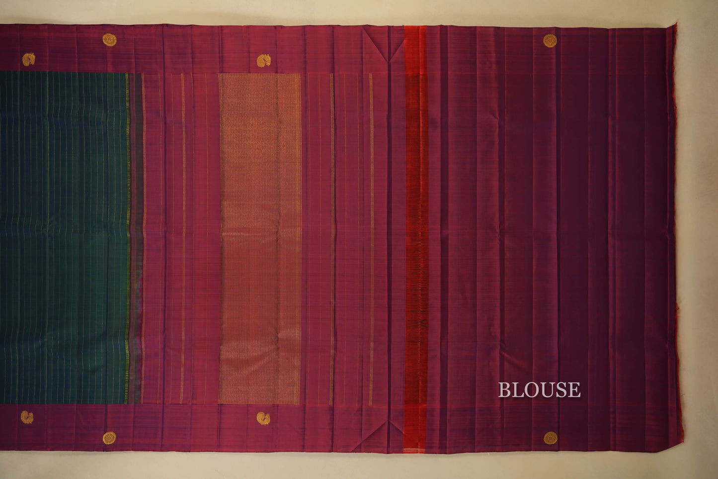 Peacock Green Kanjivaram Silk Saree  blouse