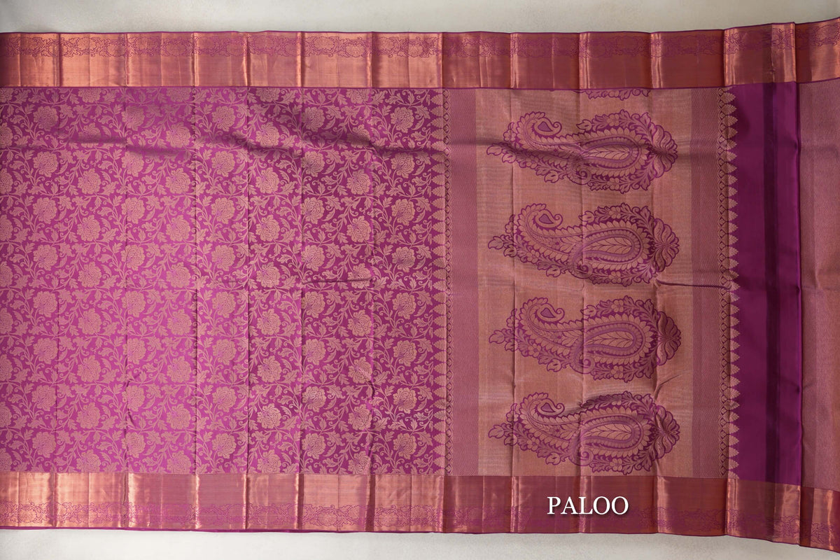 Deep Magenta Kanjivaram Silk Saree by Tharakaram PSTK040174