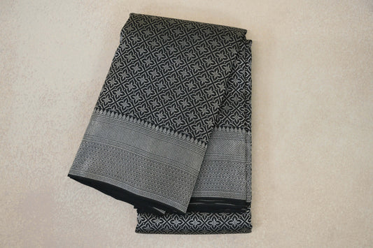 Jet Black Kanjivaram Silk Saree by Tharakaram PSTK040175