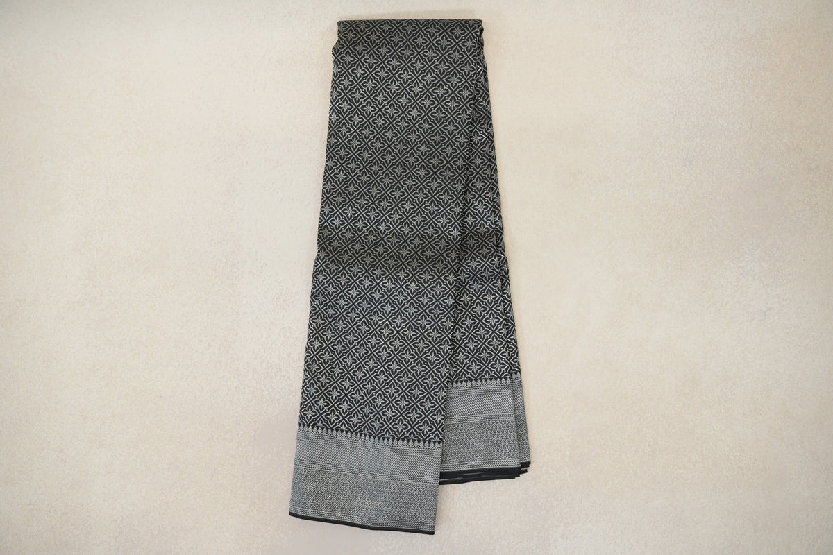 Jet Black Kanjivaram Silk Saree by Tharakaram PSTK040175