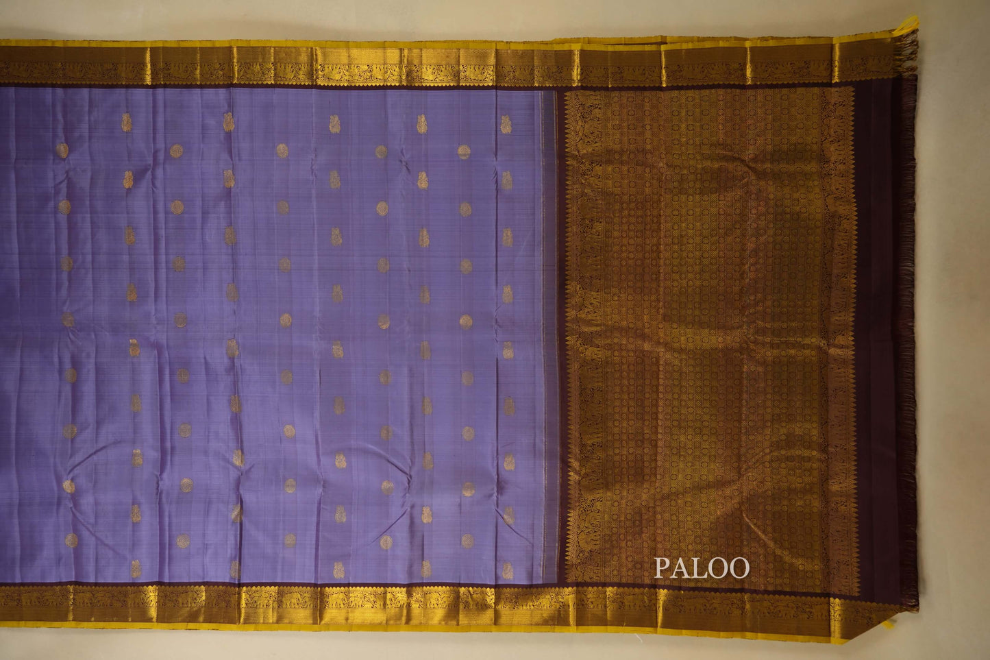 Lavender with Brown Borders Kanjivaram Silk Saree  paloo