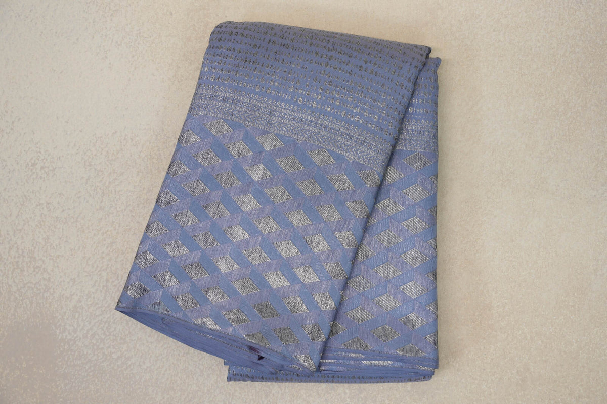 Grey Blue Kanjivaram Silk Saree by Tharakaram PSTK040176