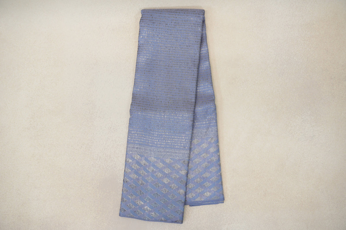 Grey Blue Kanjivaram Silk Saree by Tharakaram PSTK040176
