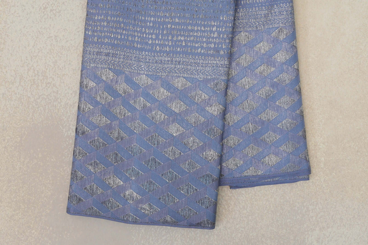 Grey Blue Kanjivaram Silk Saree by Tharakaram PSTK040176