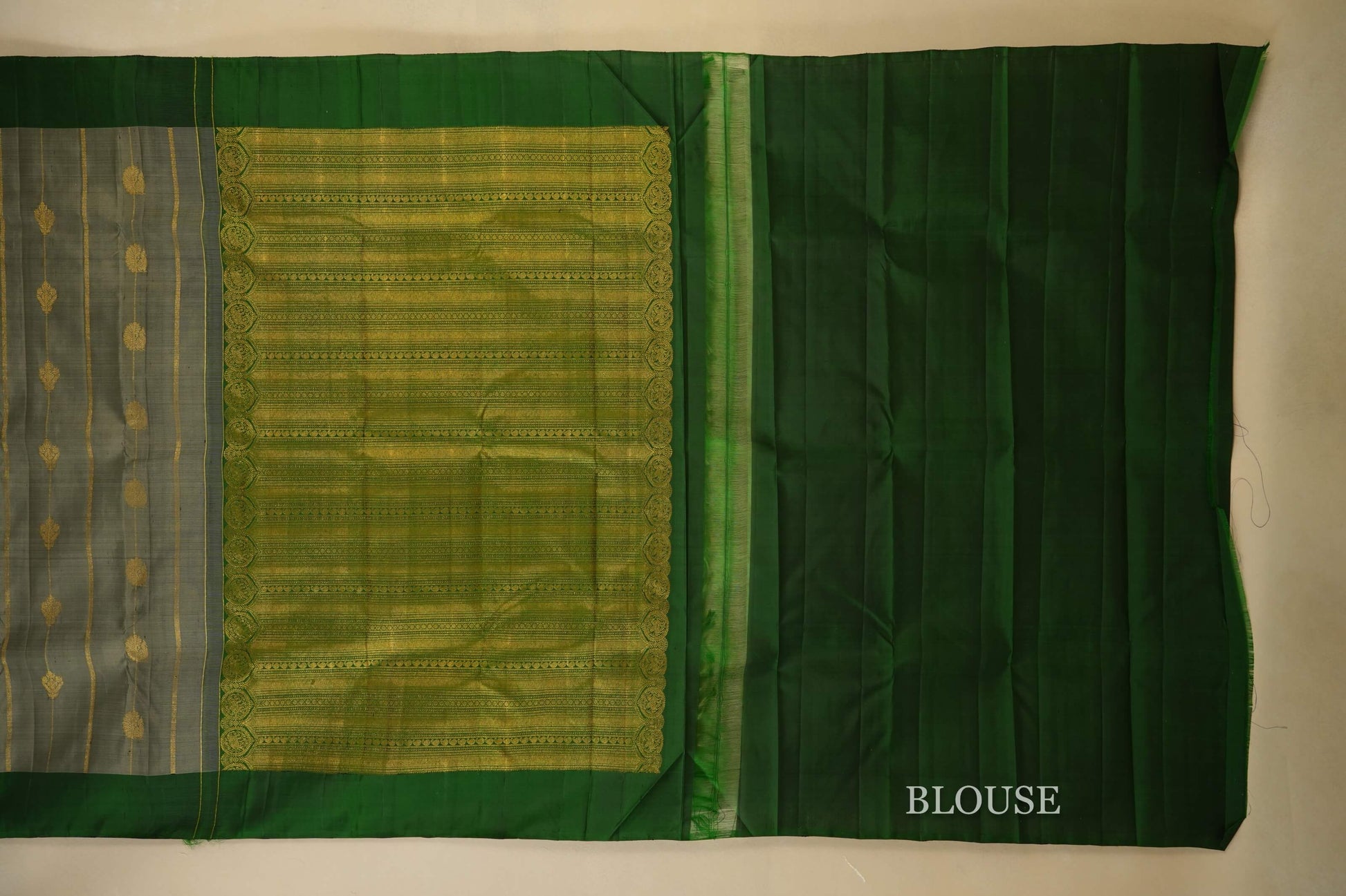 Grey Kanjivaram Silk Saree blouse