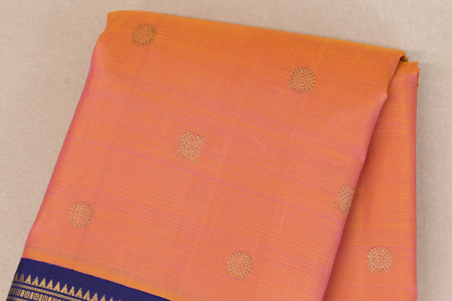 Dual Tone Yellow and Pink with Deep Blue Borders Heirloom Kanjivaram Silk Saree online