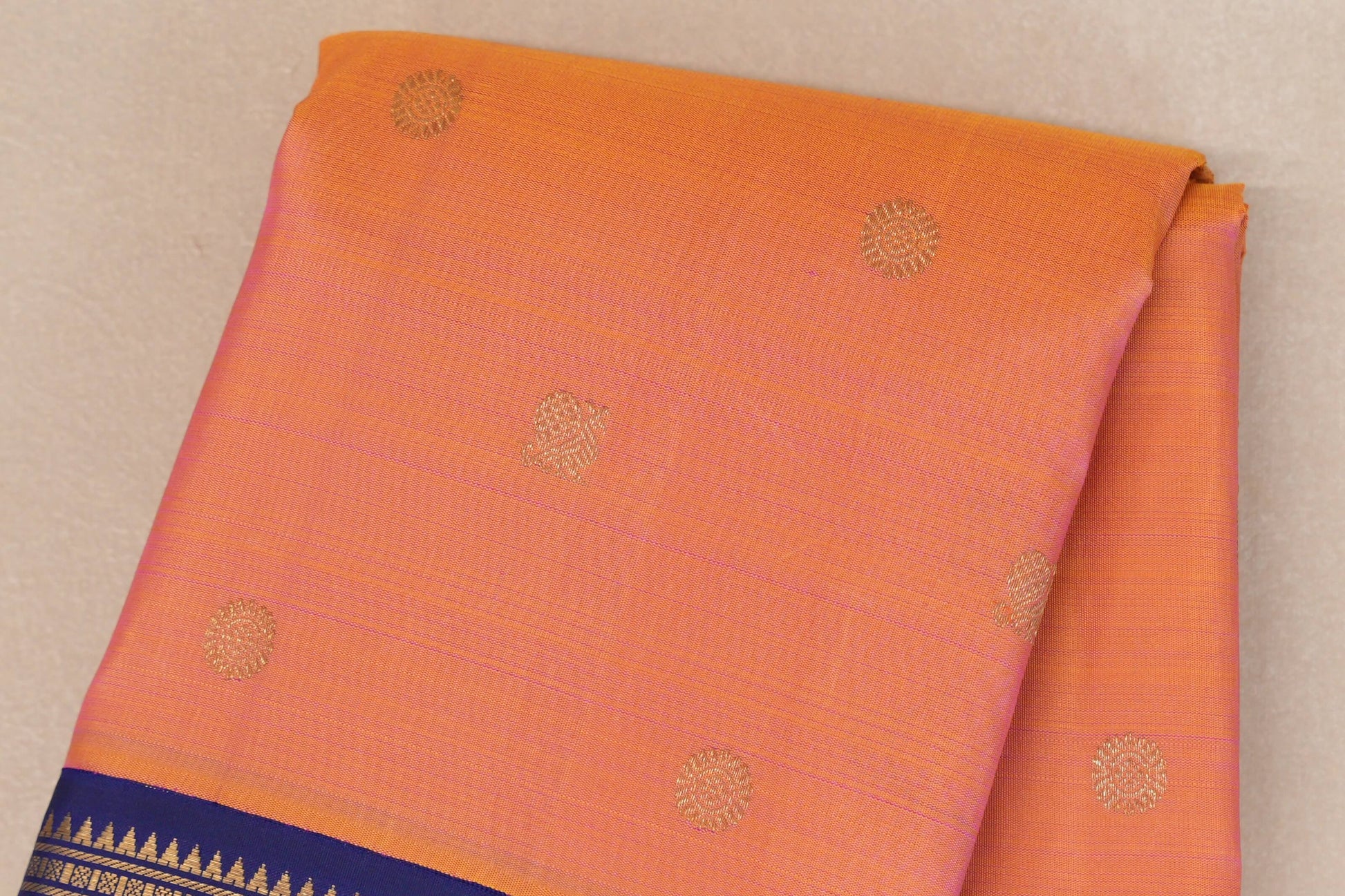 Dual Tone Yellow and Pink with Deep Blue Borders Heirloom Kanjivaram Silk Saree online