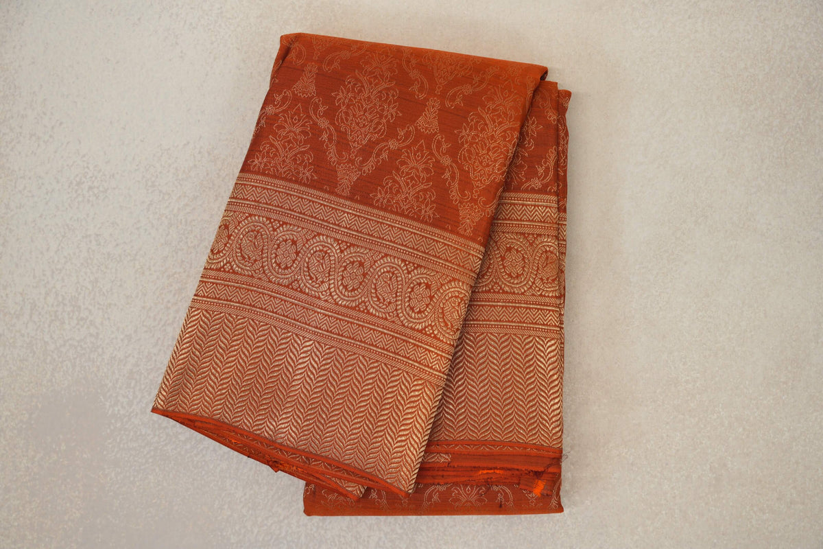 Rust Orange Kanjivaram Silk Saree by Tharakaram PSTK040177