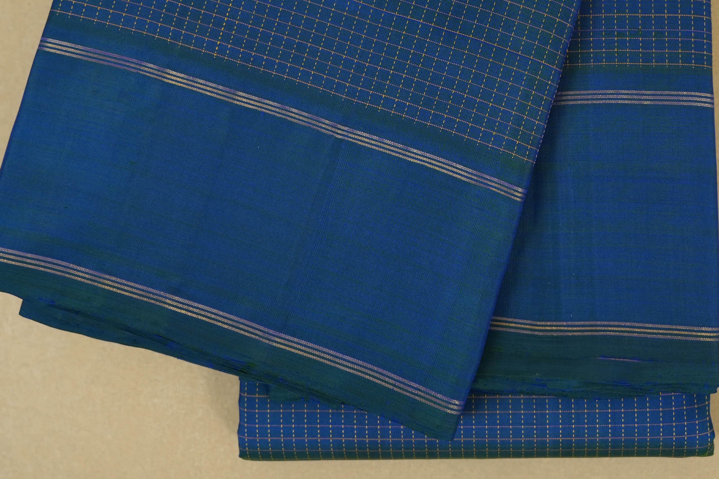 Peacock Blue Kanjivaram Silk Saree  border