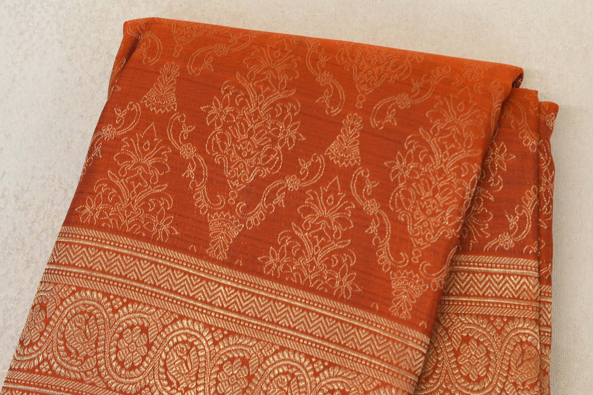 Rust Orange Kanjivaram Silk Saree by Tharakaram PSTK040177
