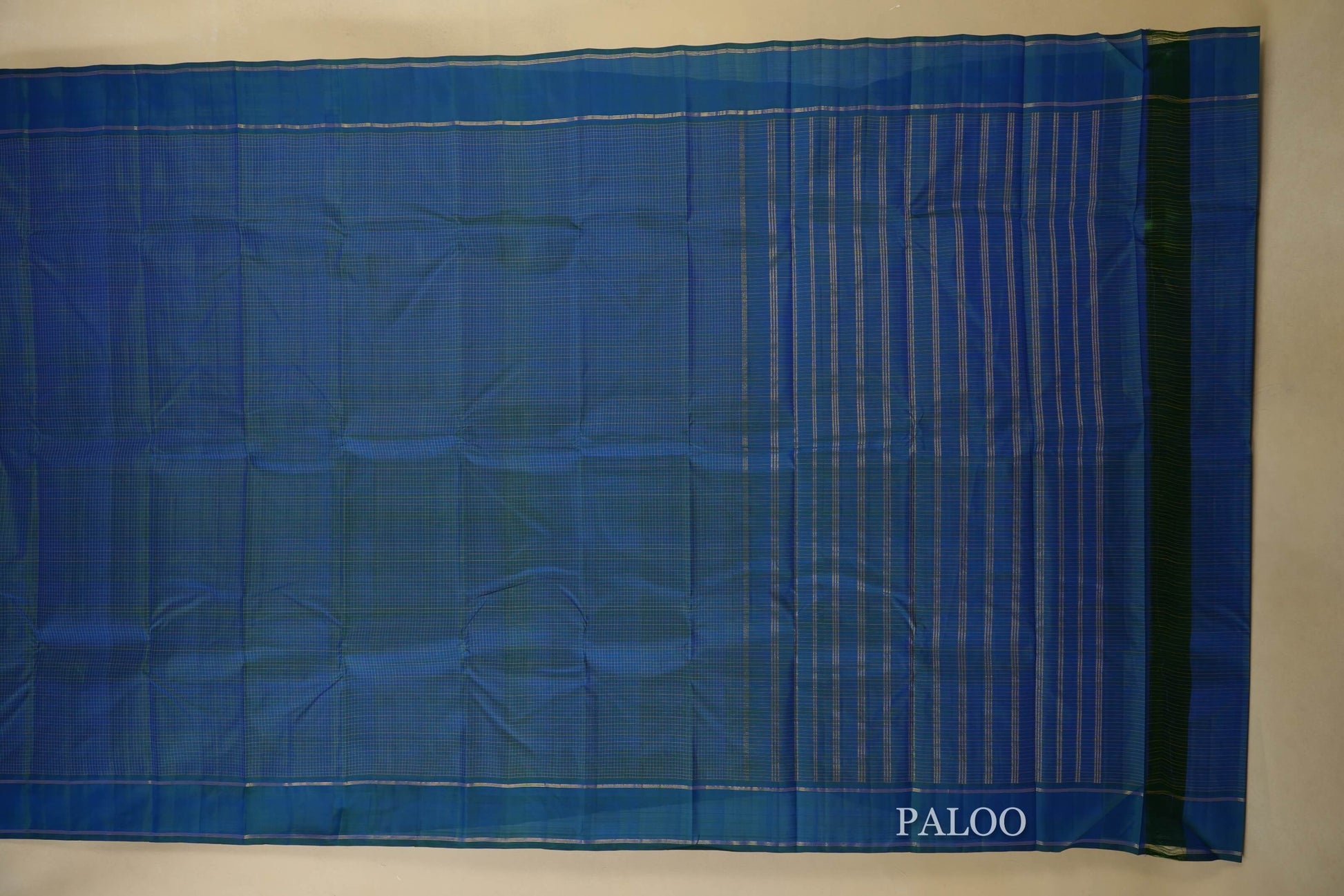 Peacock Blue Kanjivaram Silk Saree  paloo