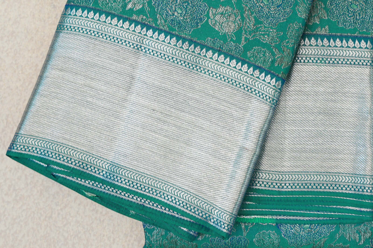 Dual Tone of Green and Blue Kanjivaram Silk Saree by Tharakaram PSTK040178