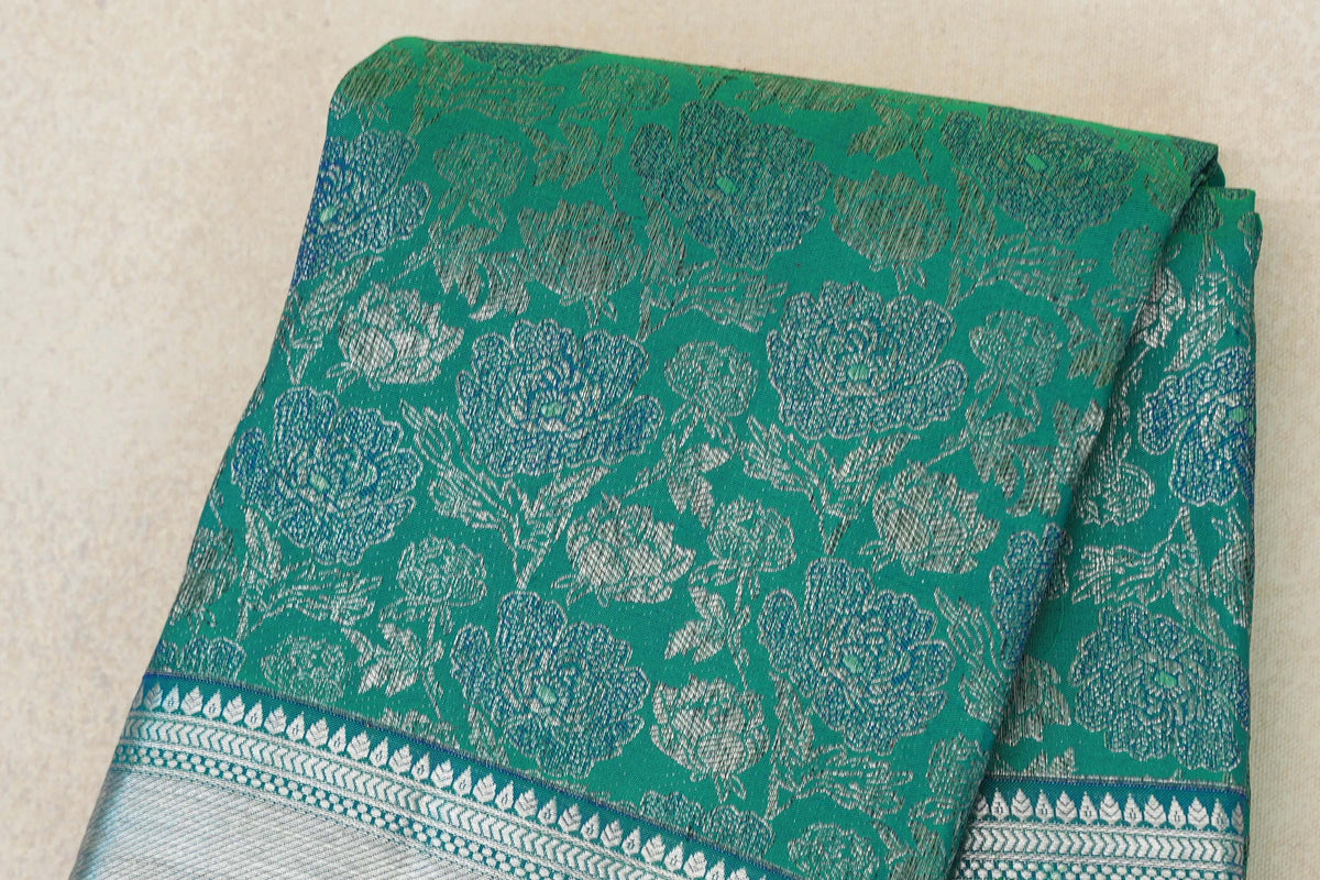 Dual Tone of Green and Blue Kanjivaram Silk Saree by Tharakaram PSTK040178