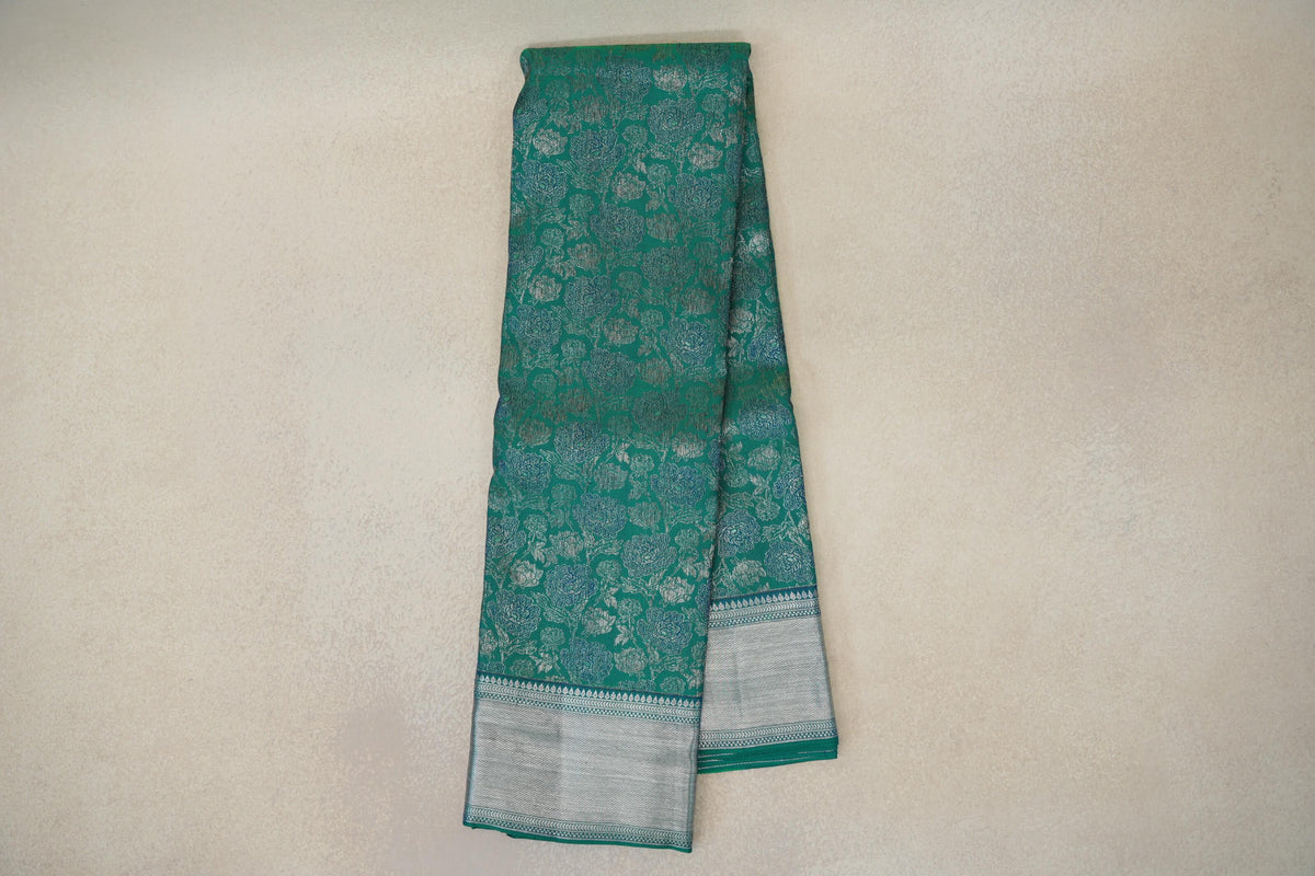 Dual Tone of Green and Blue Kanjivaram Silk Saree by Tharakaram PSTK040178