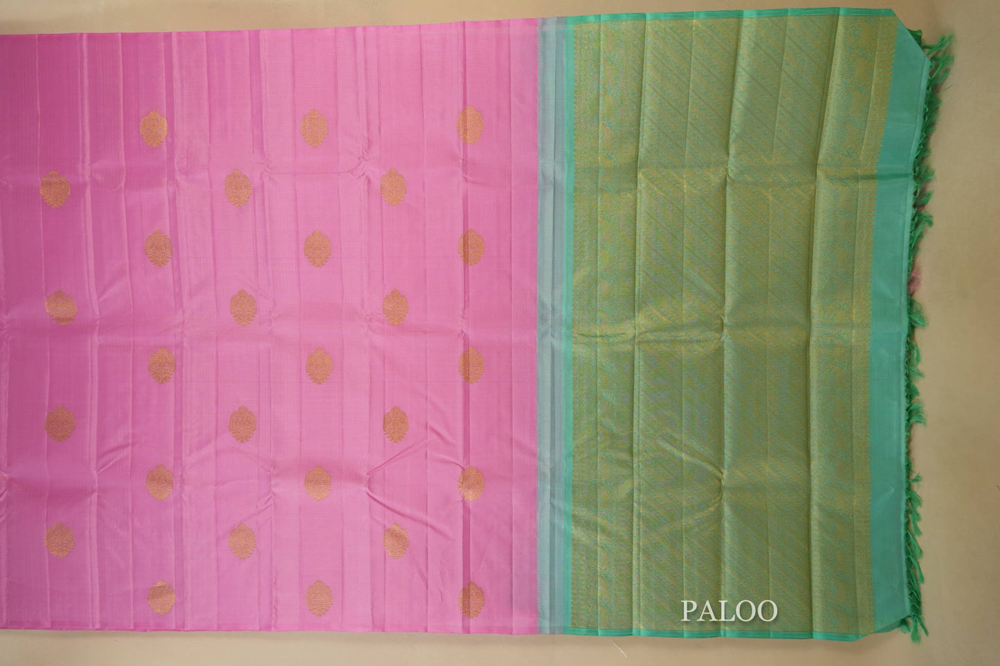 Pink Kanjivaram Silk Saree  paloo
