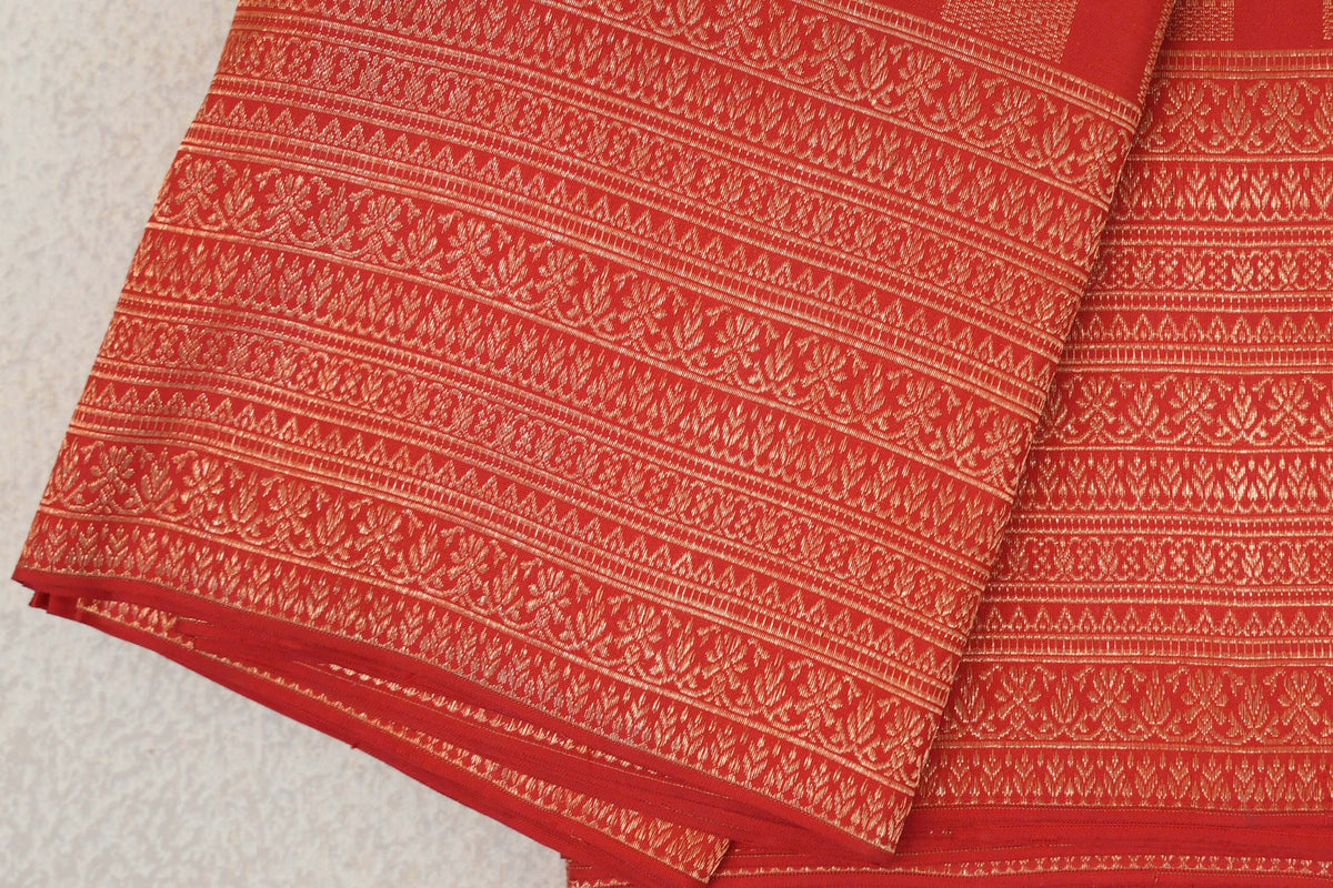 Tomato Red Kanjivaram Silk Saree by Tharakaram PSTK040180