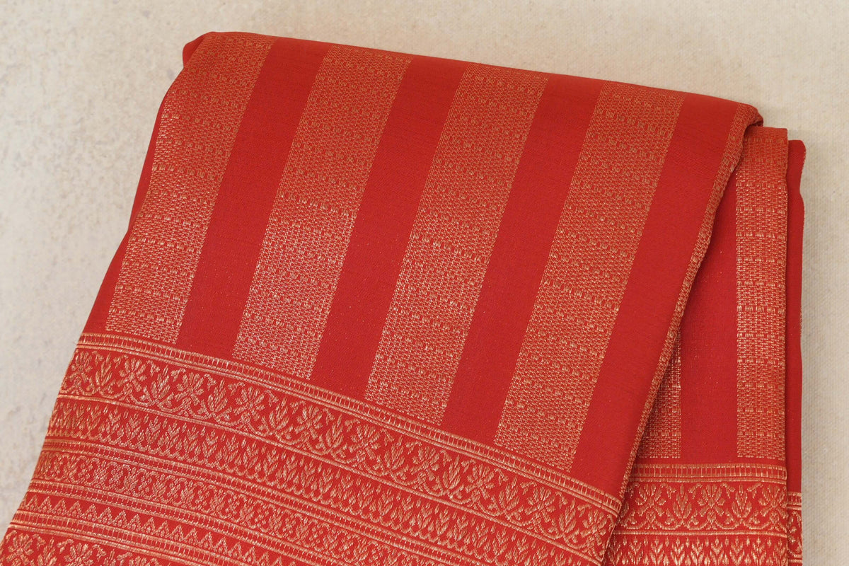 Tomato Red Kanjivaram Silk Saree by Tharakaram PSTK040180