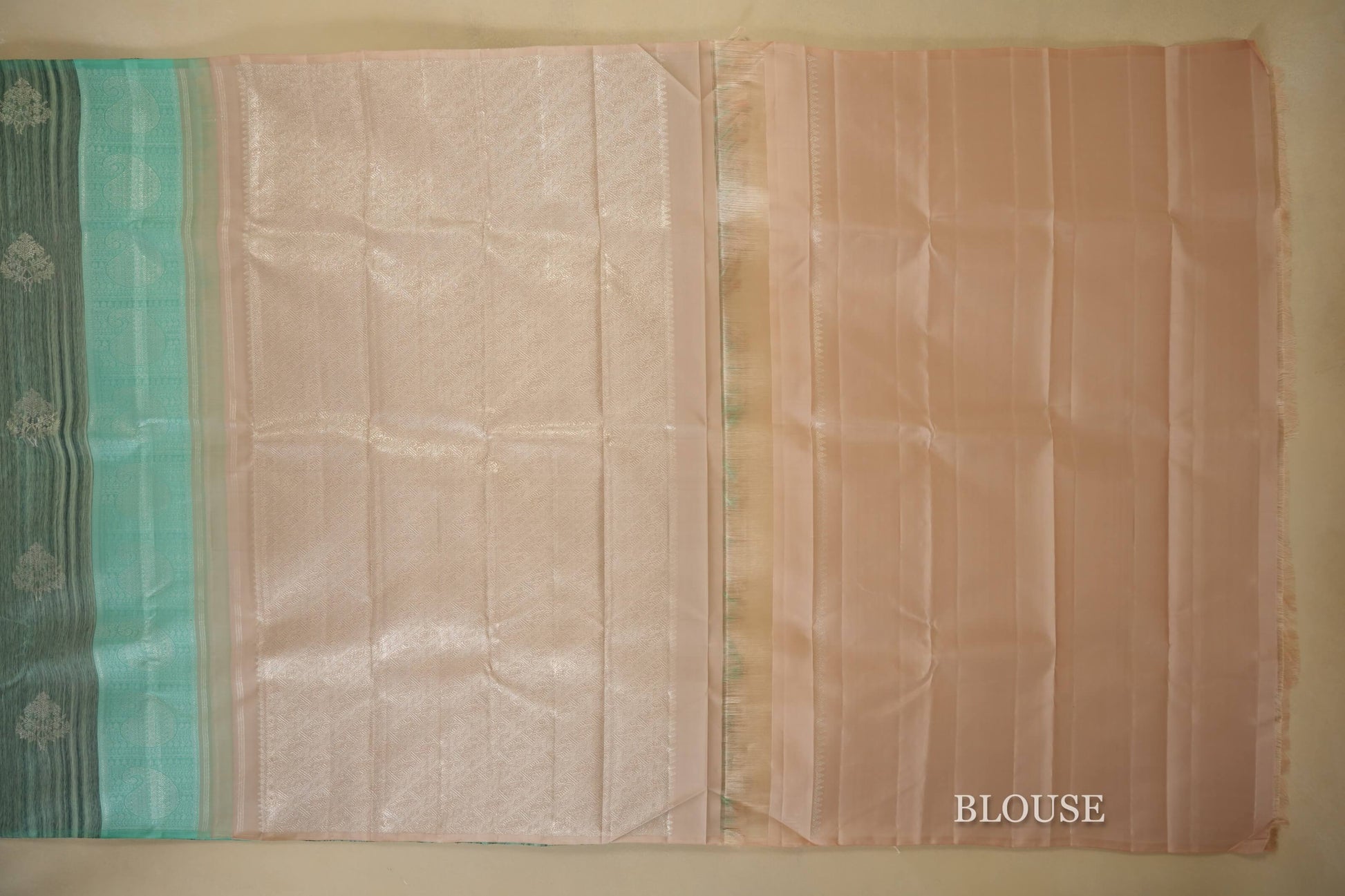 Rama Green Kanjivaram Silk Saree  blouse